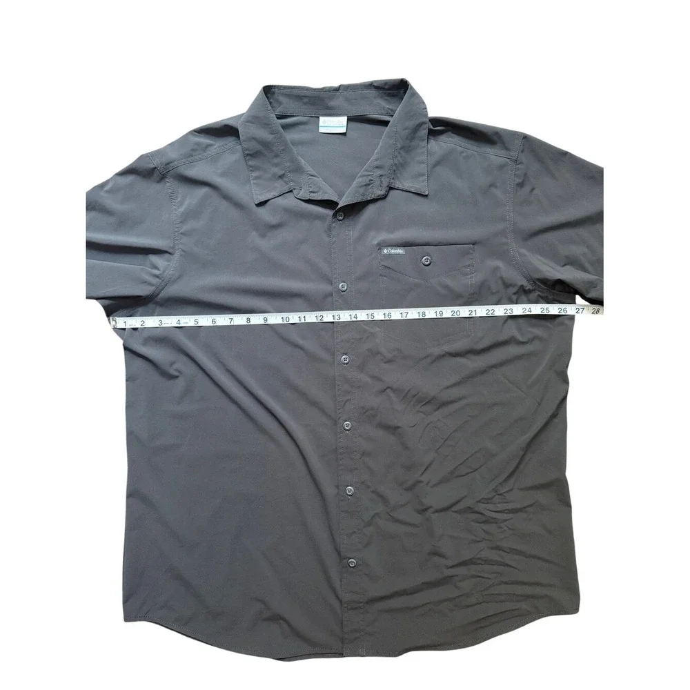 Columbia Mens Charcoal Gray Short Sleeve‎ Button Down Utility Shirt XXL Gorpcore